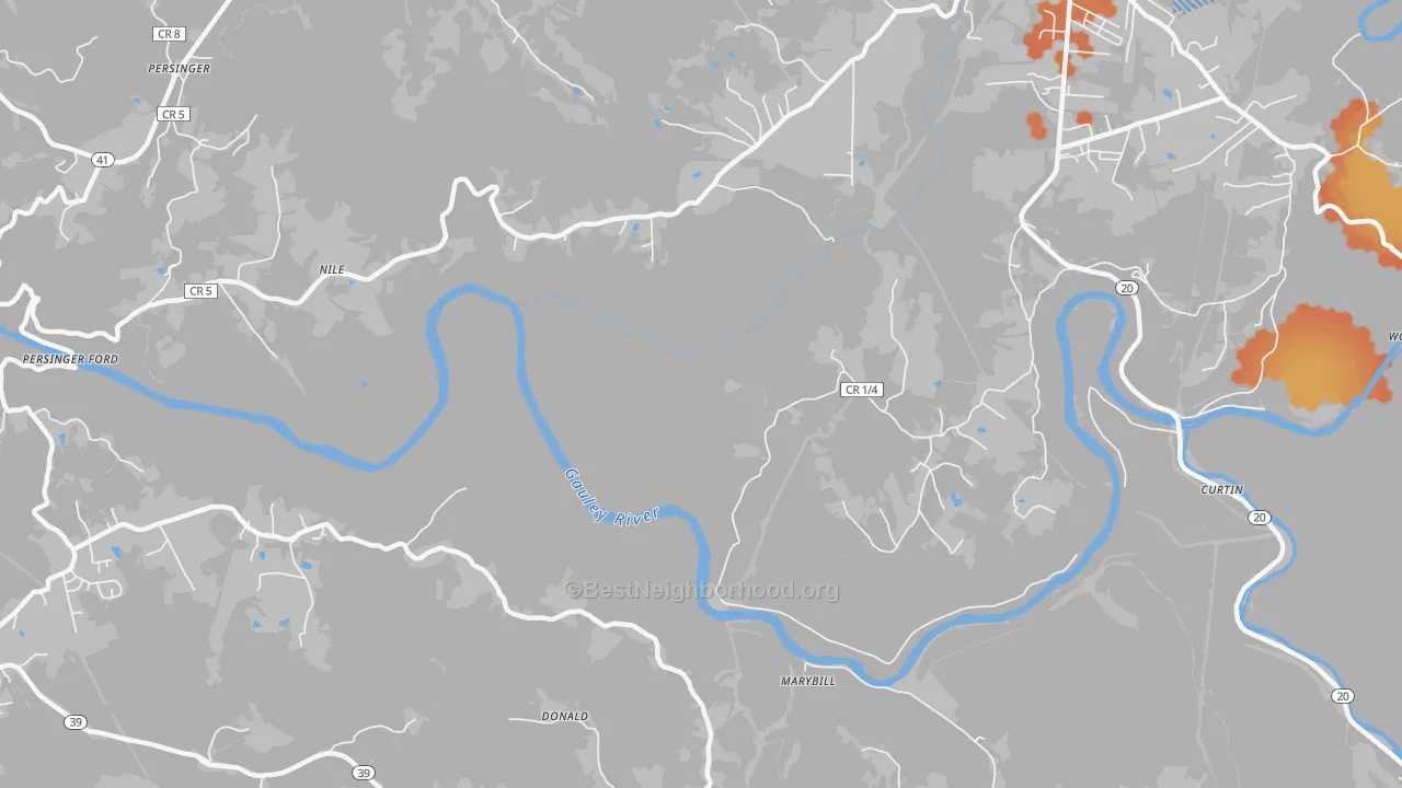 Bike Grade map of Nile, WV