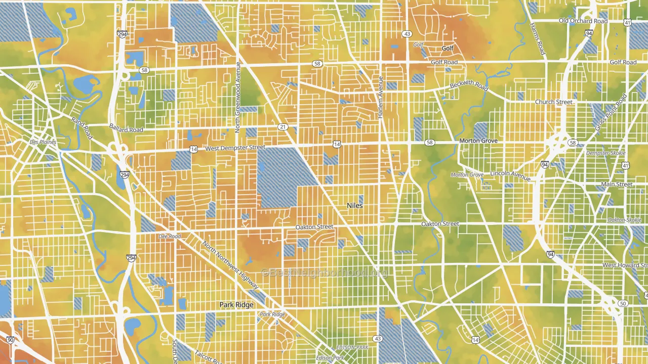 Bike Grade map of Niles, IL