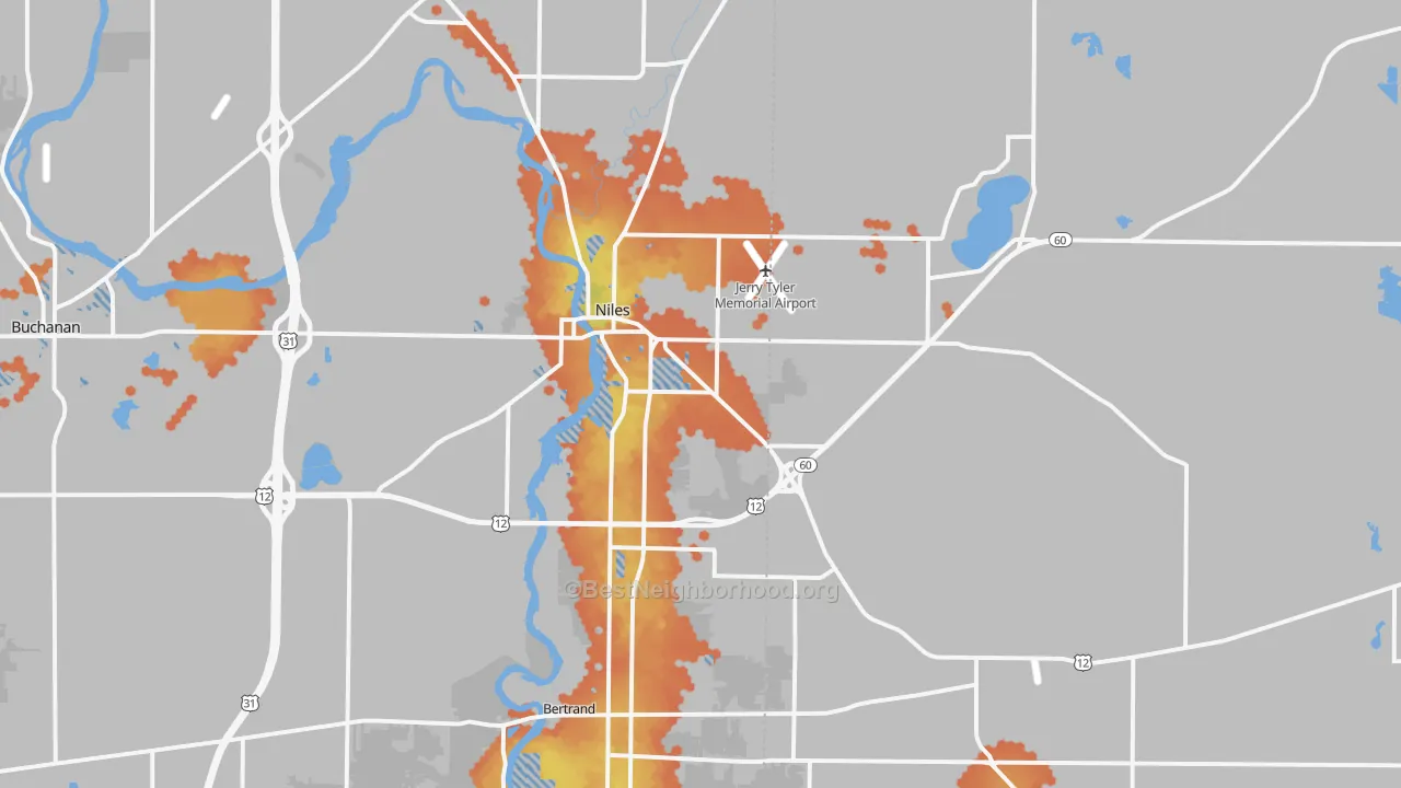 Bike Grade map of Niles, MI