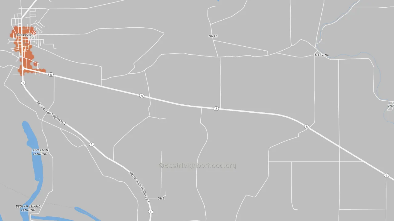 Bike Grade map of Niles, MS