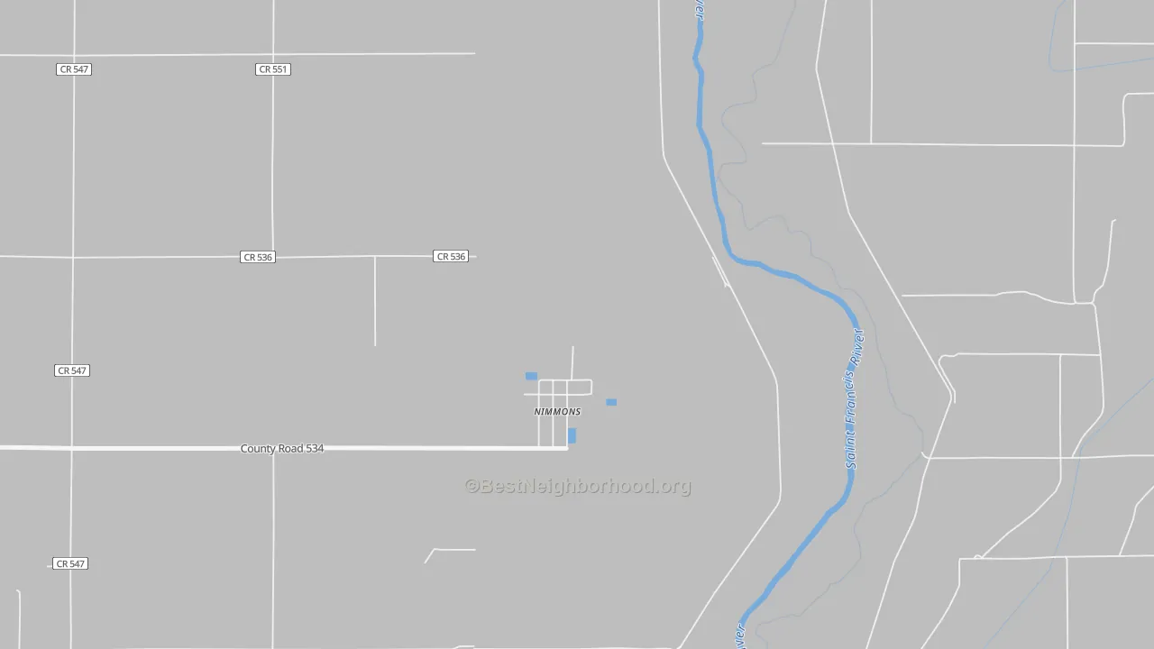 Bike Grade map of Nimmons, AR