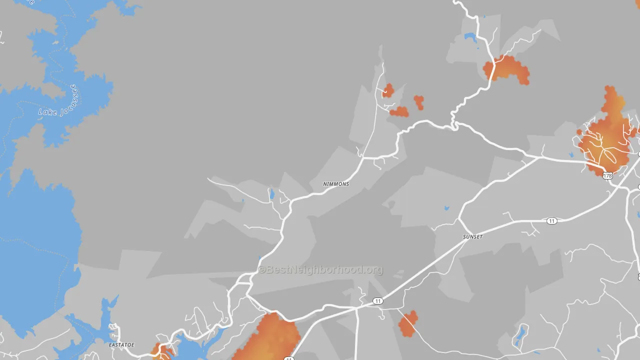 Bike Grade map of Nimmons, SC