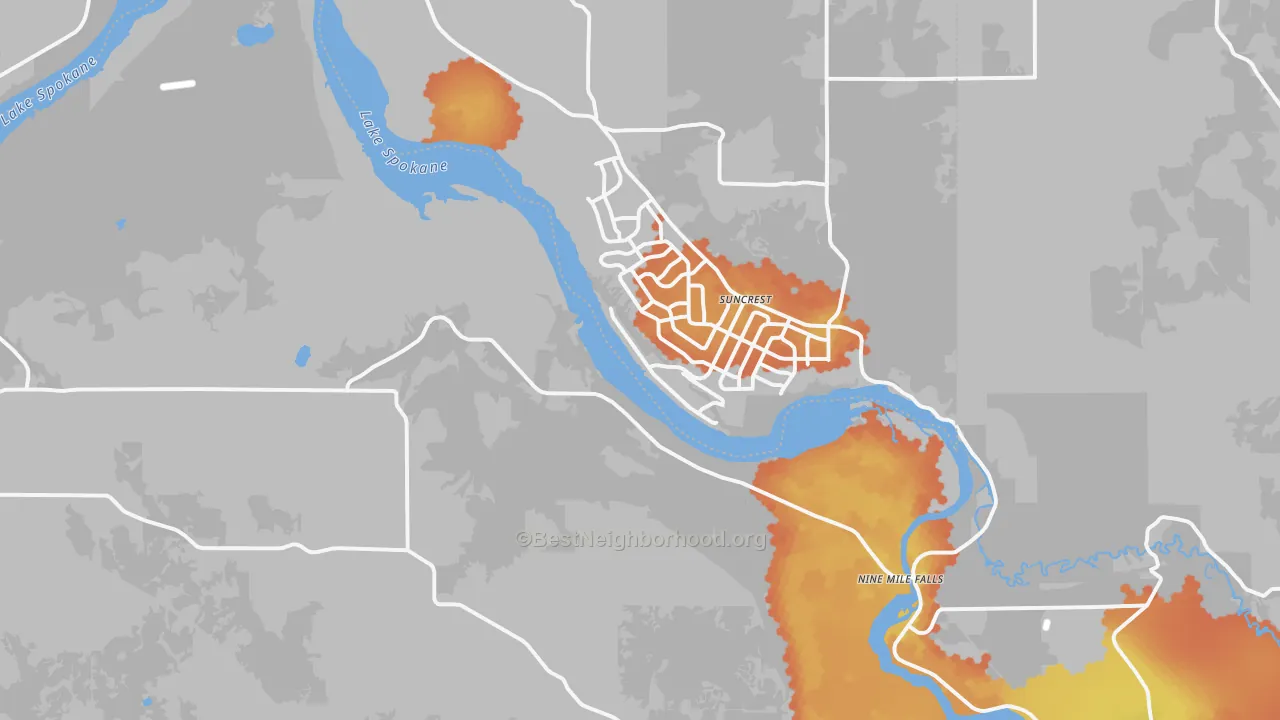 Bike Grade map of Nine Mile Falls, WA