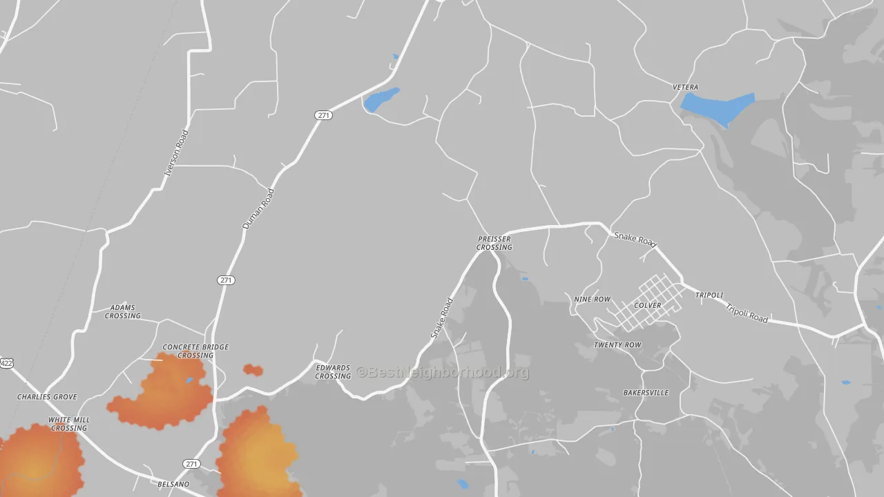 Bike Grade map of Nine Row, PA