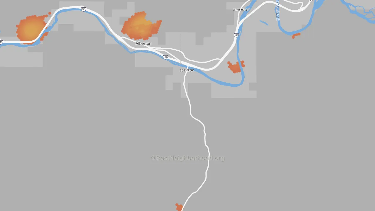 Bike Grade map of Ninemile, MT