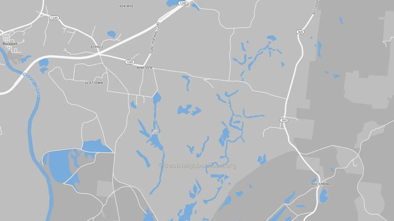 Bike Grade map of Nineteen, KY