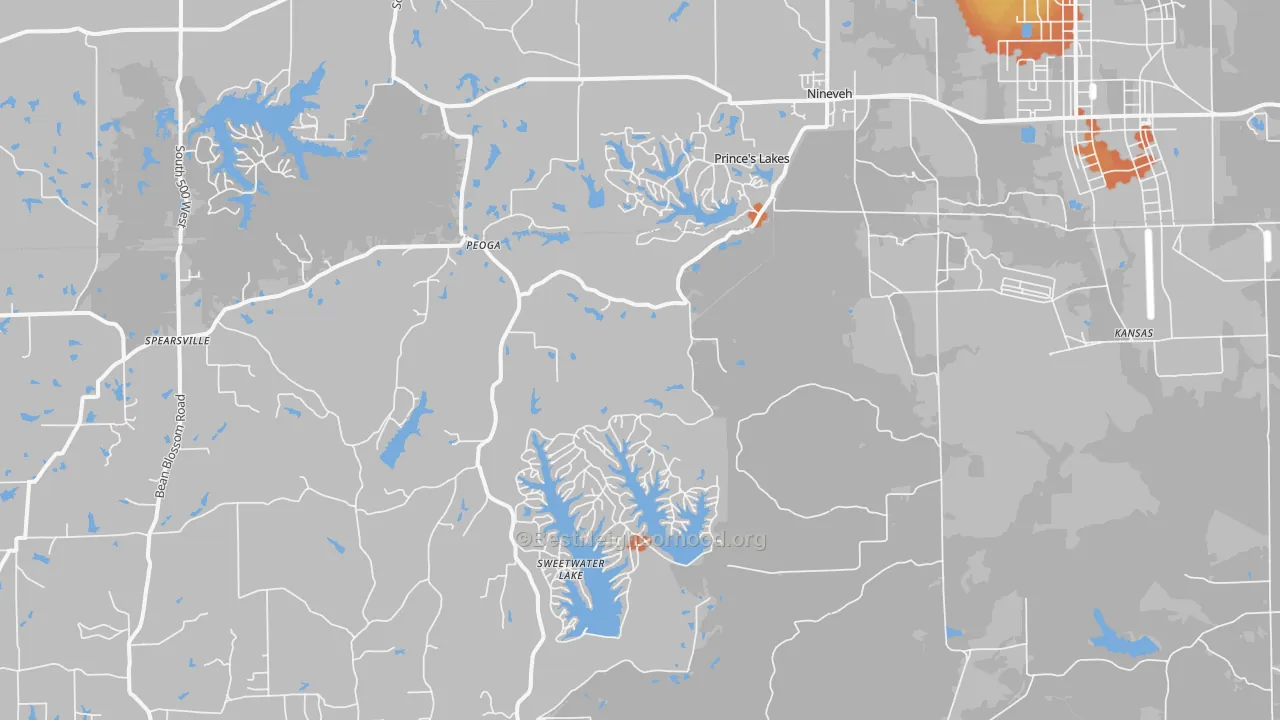 Bike Grade map of Nineveh, IN