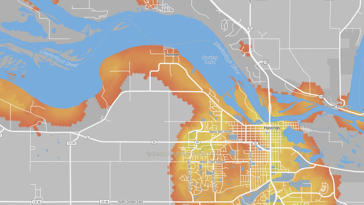 Bike Grade map of Nininger, MN