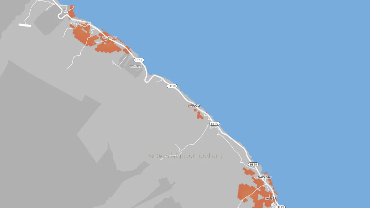 Bike Grade map of Ninole, HI