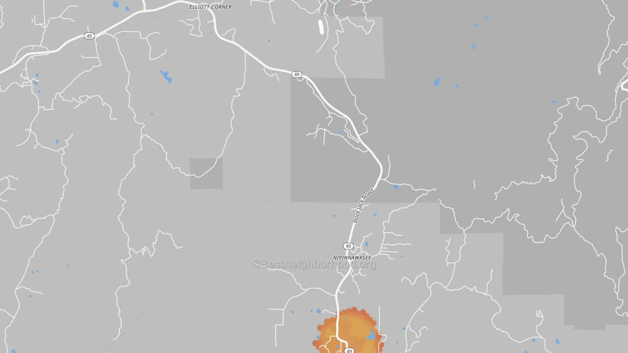 Bike Grade map of Nipinnawasee, CA