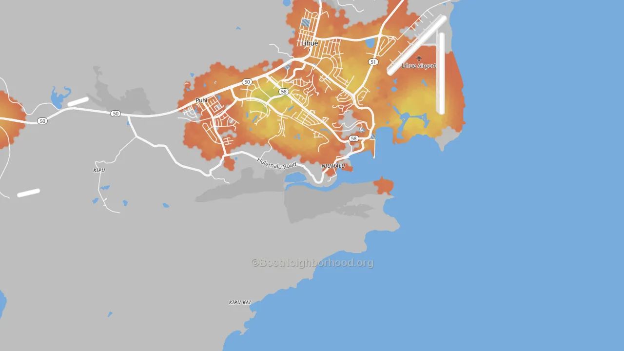 Bike Grade map of Niumalu, HI