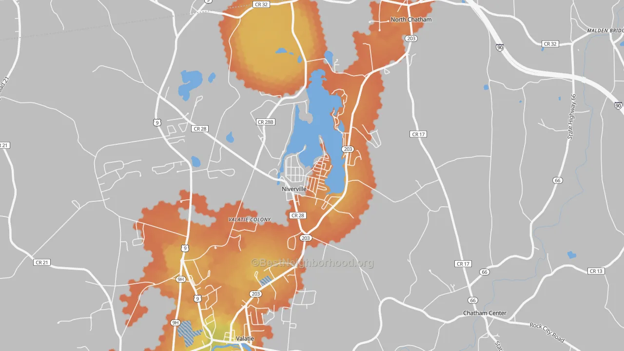 Bike Grade map of Niverville, NY