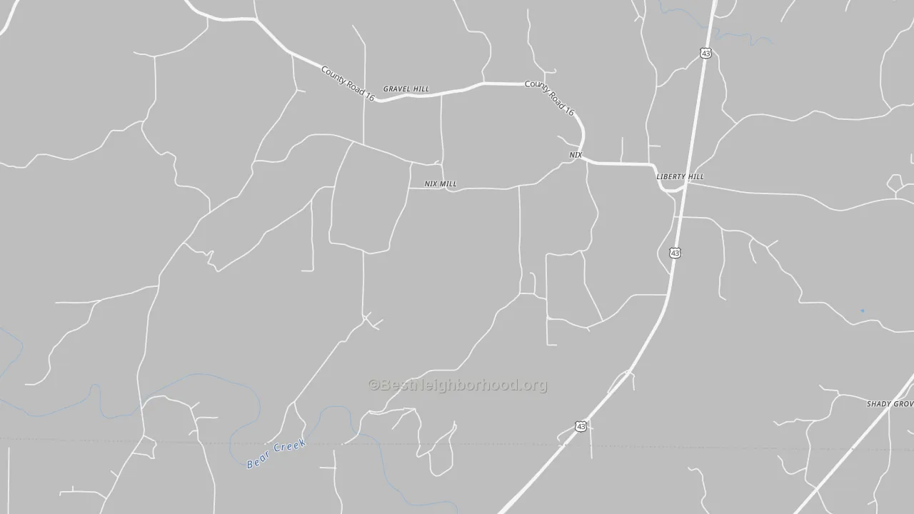 Bike Grade map of Nix Mill, AL