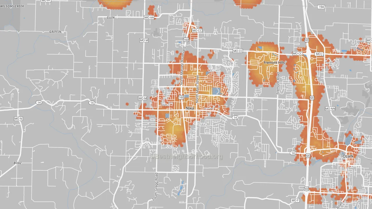 Bike Grade map of Nixa, MO
