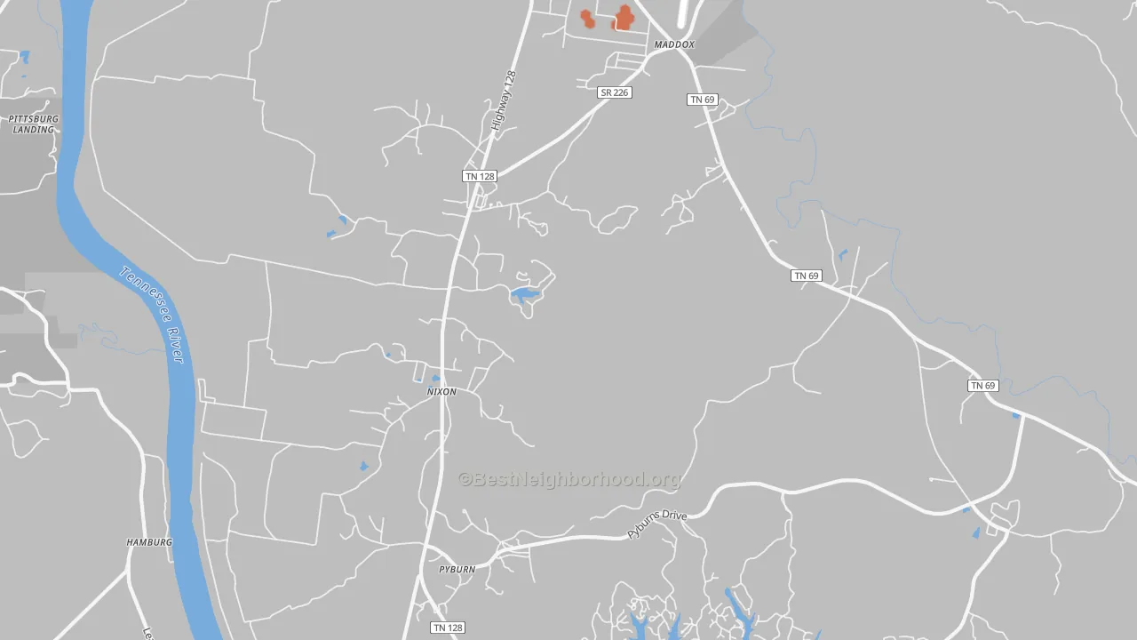Bike Grade map of Nixon, TN