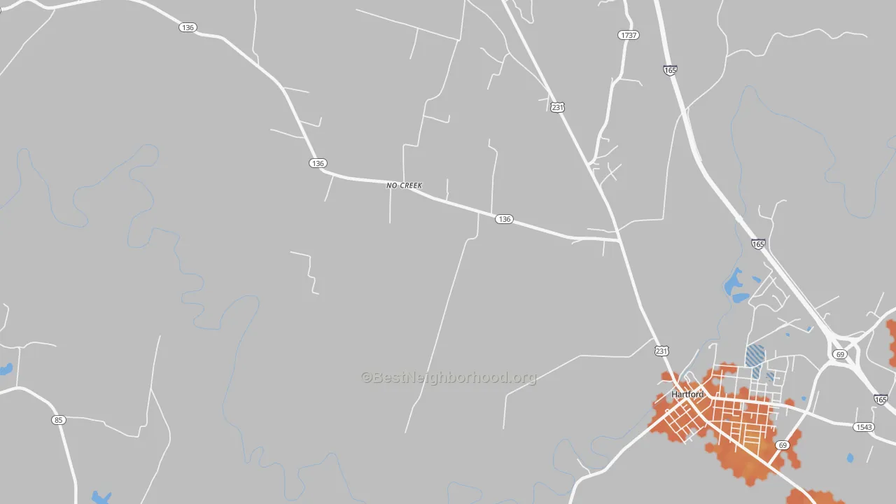Bike Grade map of No Creek, KY