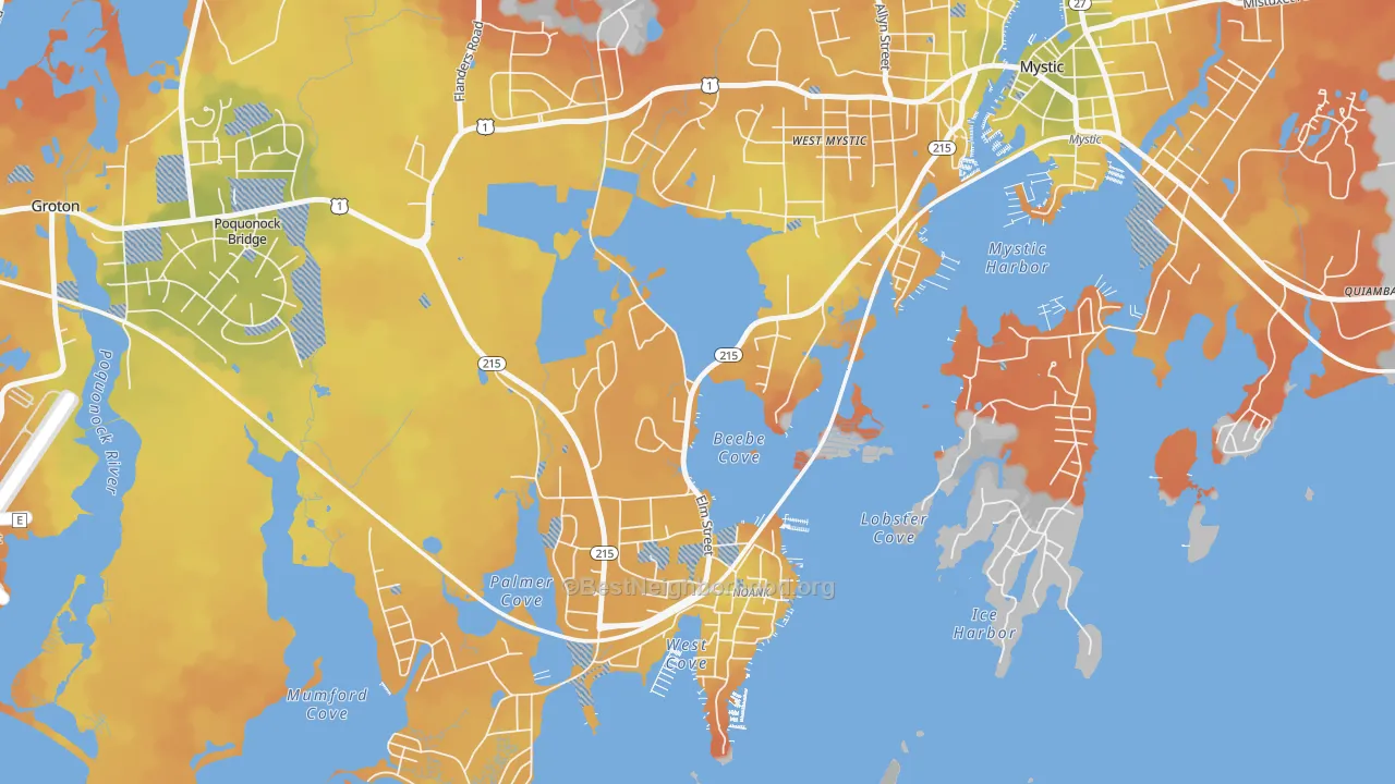 Bike Grade map of Noank, CT