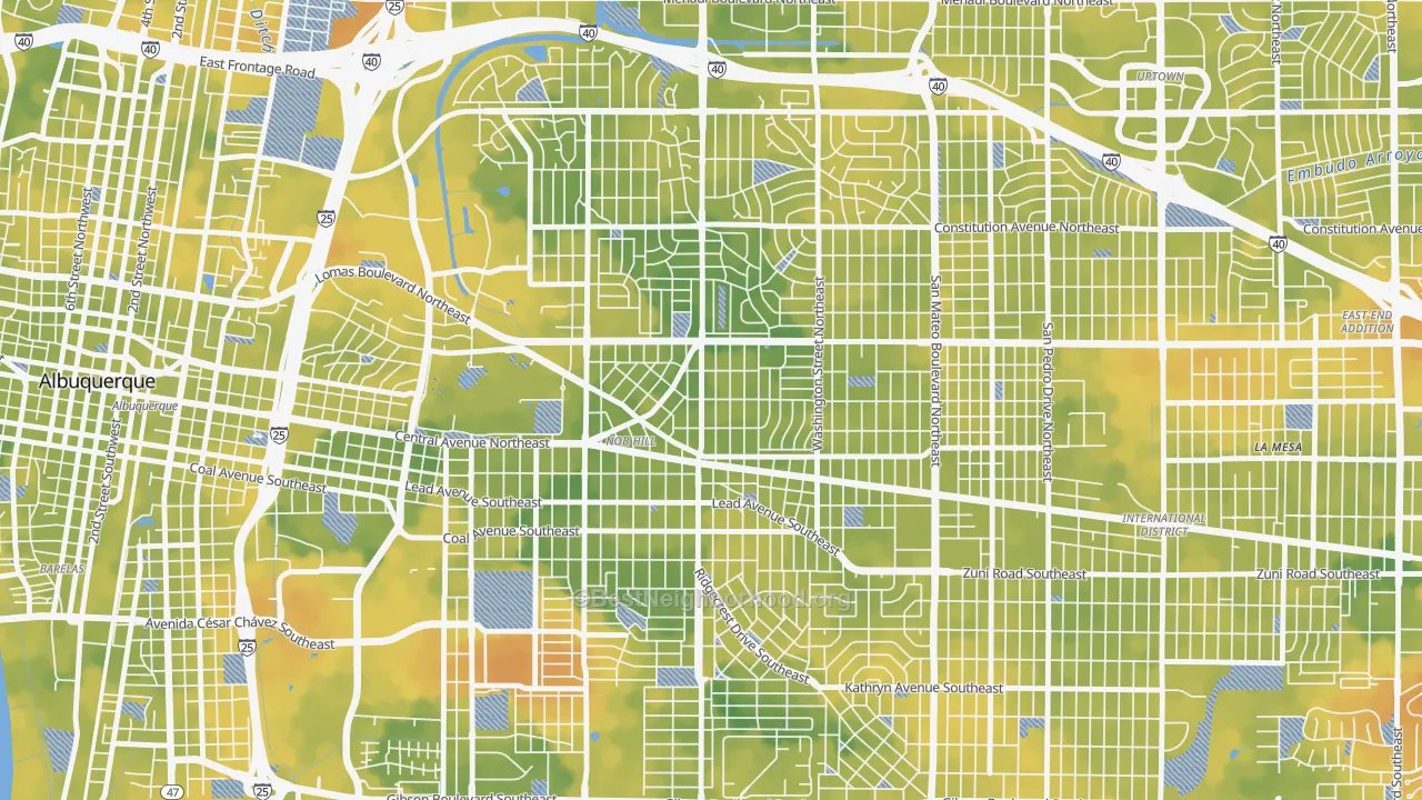 Bike Grade map of Nob Hill, Albuquerque, NM