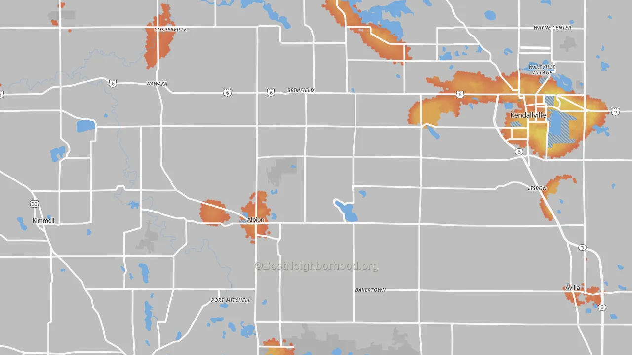 Bike Grade map of Noble County, IN