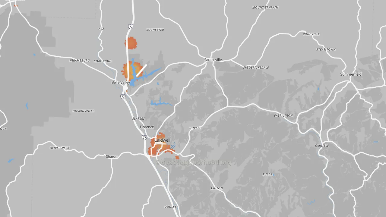 Bike Grade map of Noble County, OH