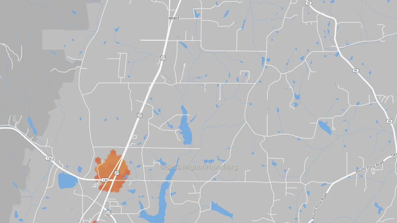 Bike Grade map of Noble, GA