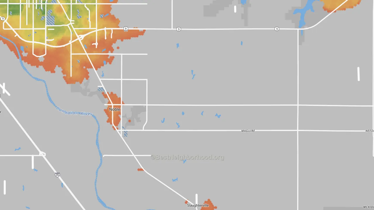 Bike Grade map of Noble, OK