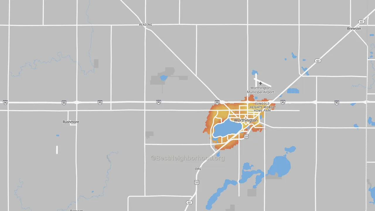 Bike Grade map of Nobles County, MN