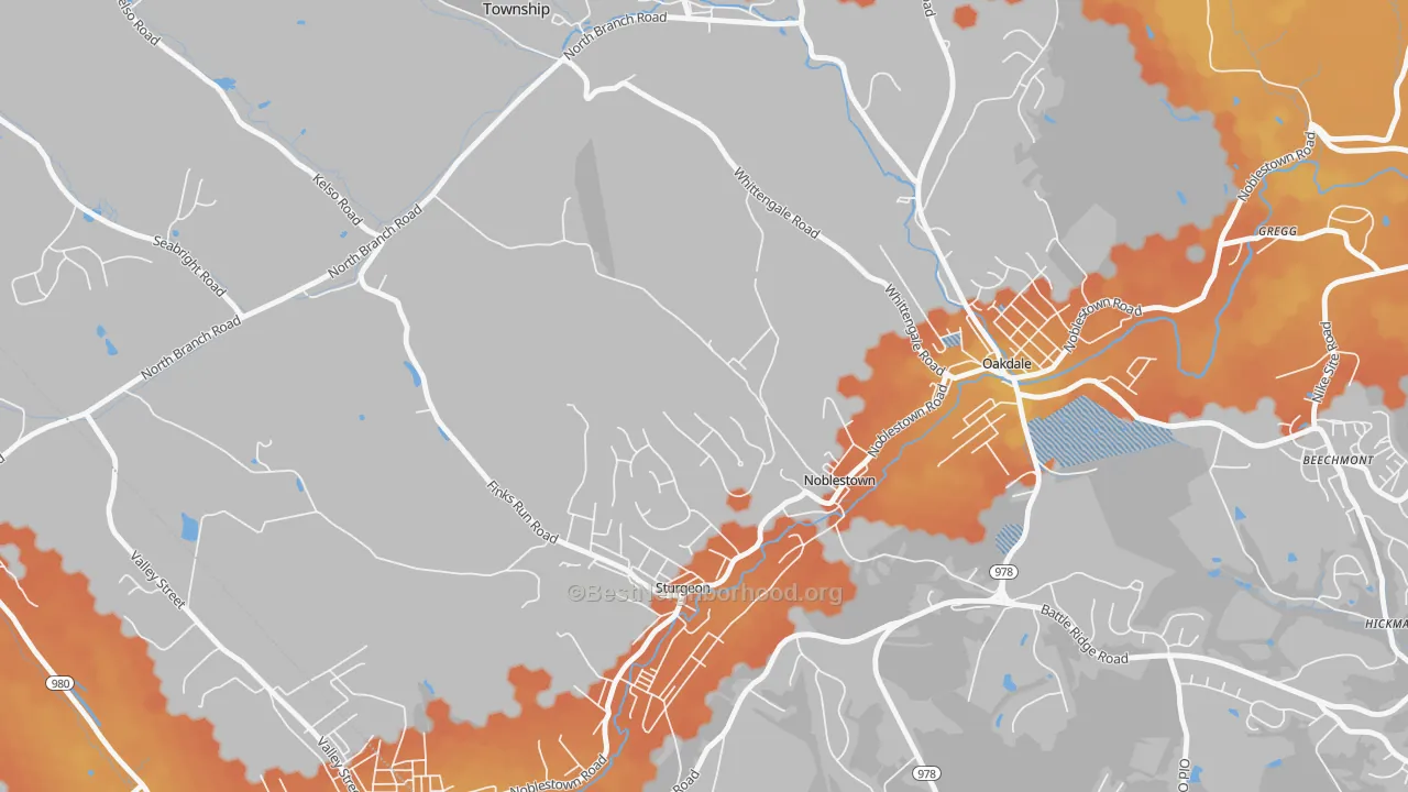 Bike Grade map of Noblestown, PA