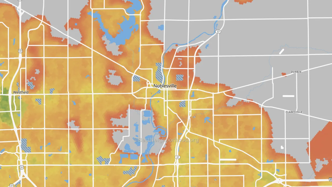 Bike Grade map of Noblesville, IN