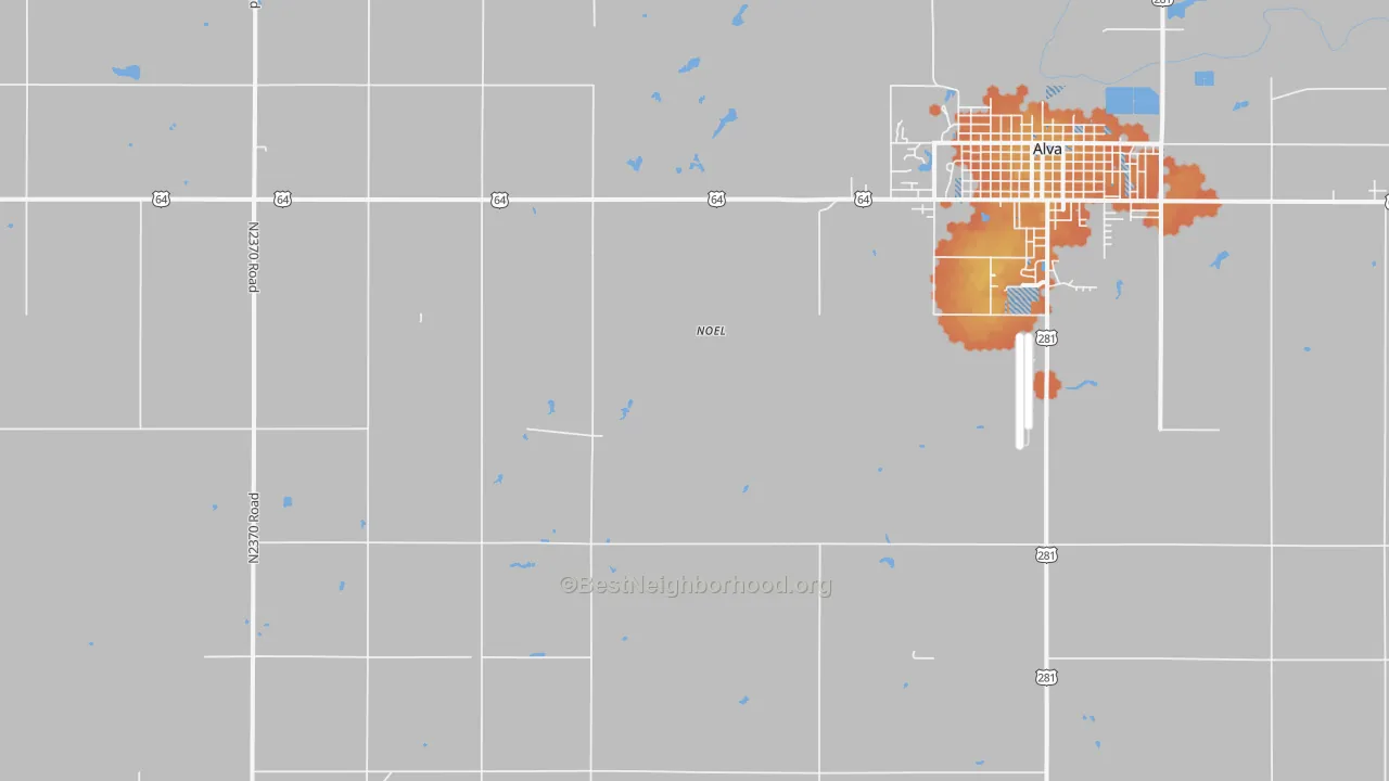 Bike Grade map of Noel, OK