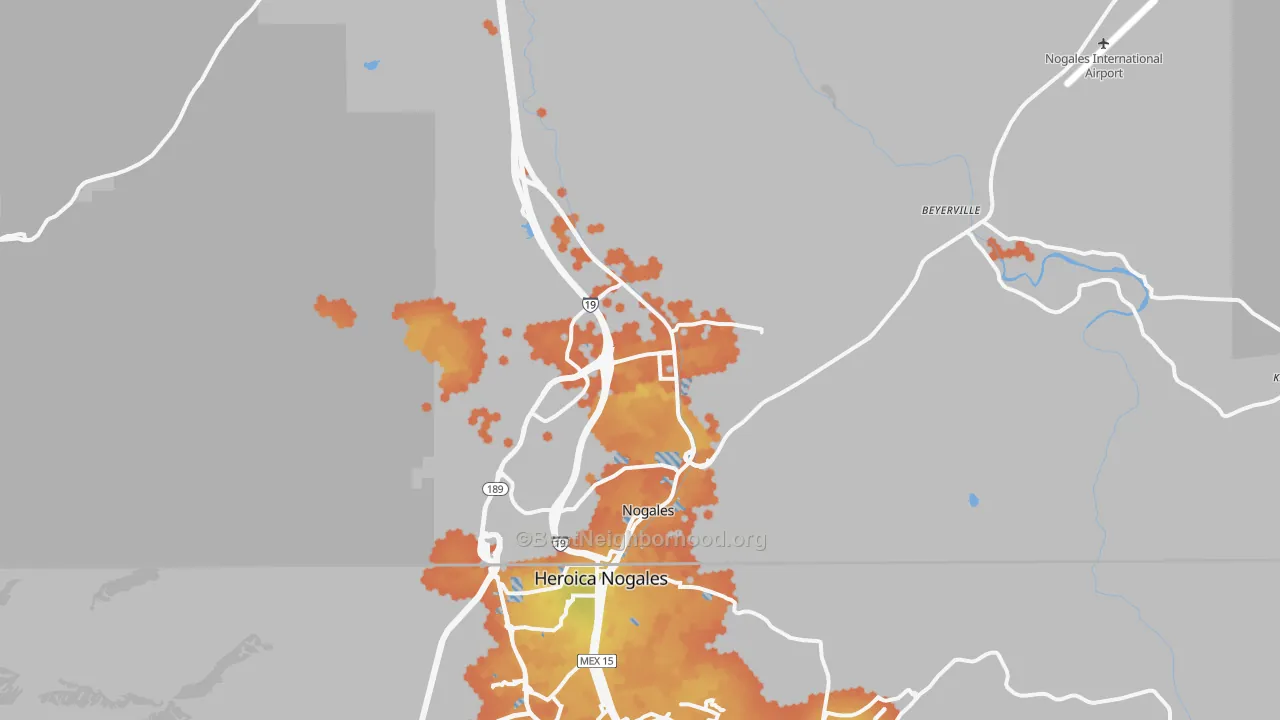 Bike Grade map of Nogales, AZ