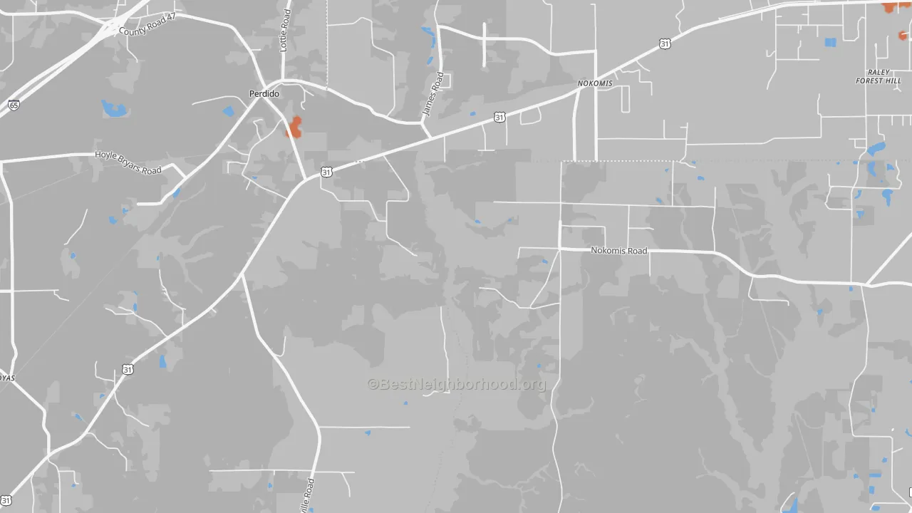 Bike Grade map of Nokomis, AL