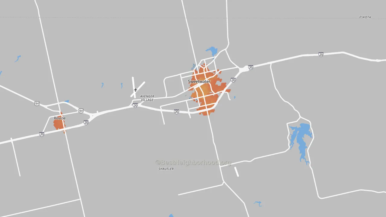 Bike Grade map of Nolan County, TX