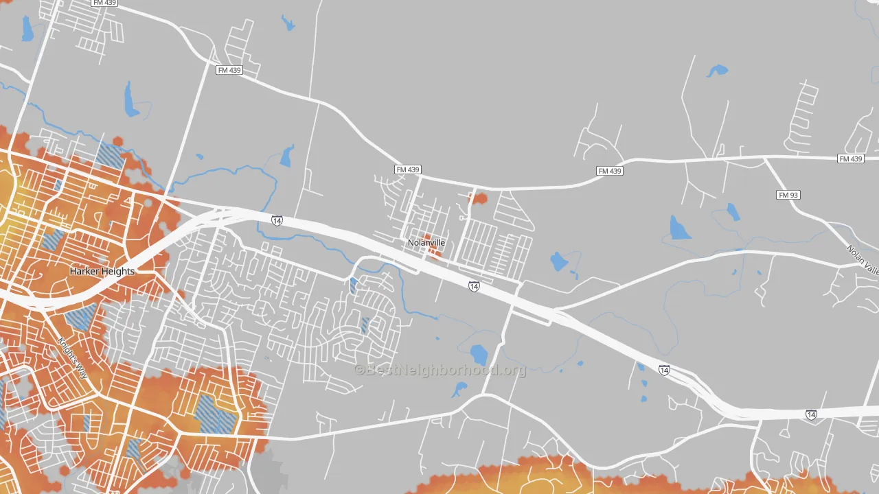 Bike Grade map of Nolanville, TX