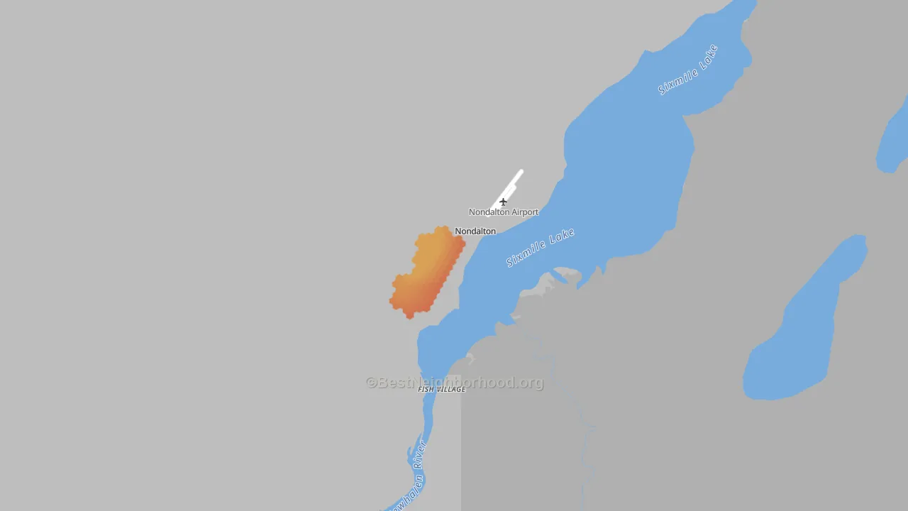 Bike Grade map of Nondalton, AK