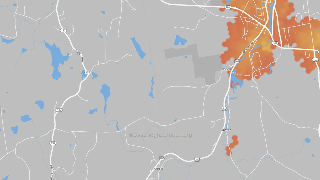 Bike Grade map of Noone, NH