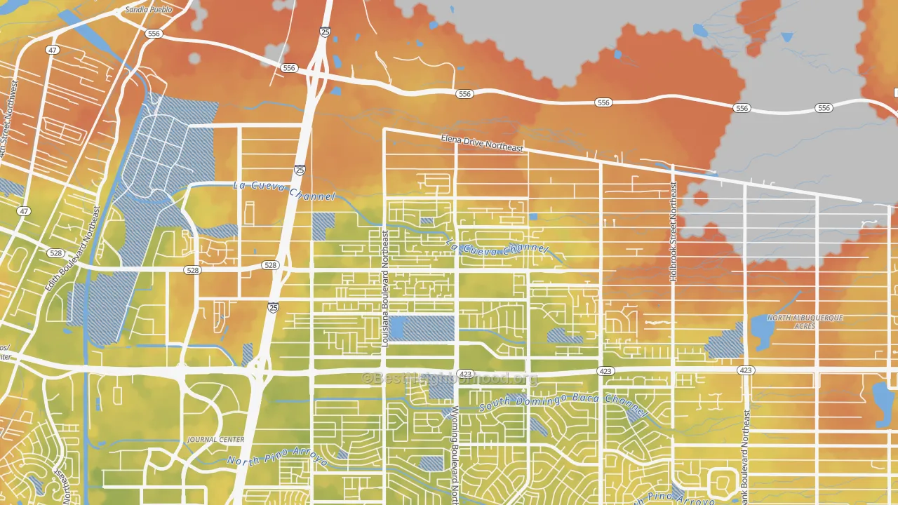Bike Grade map of Nor Este, Albuquerque, NM