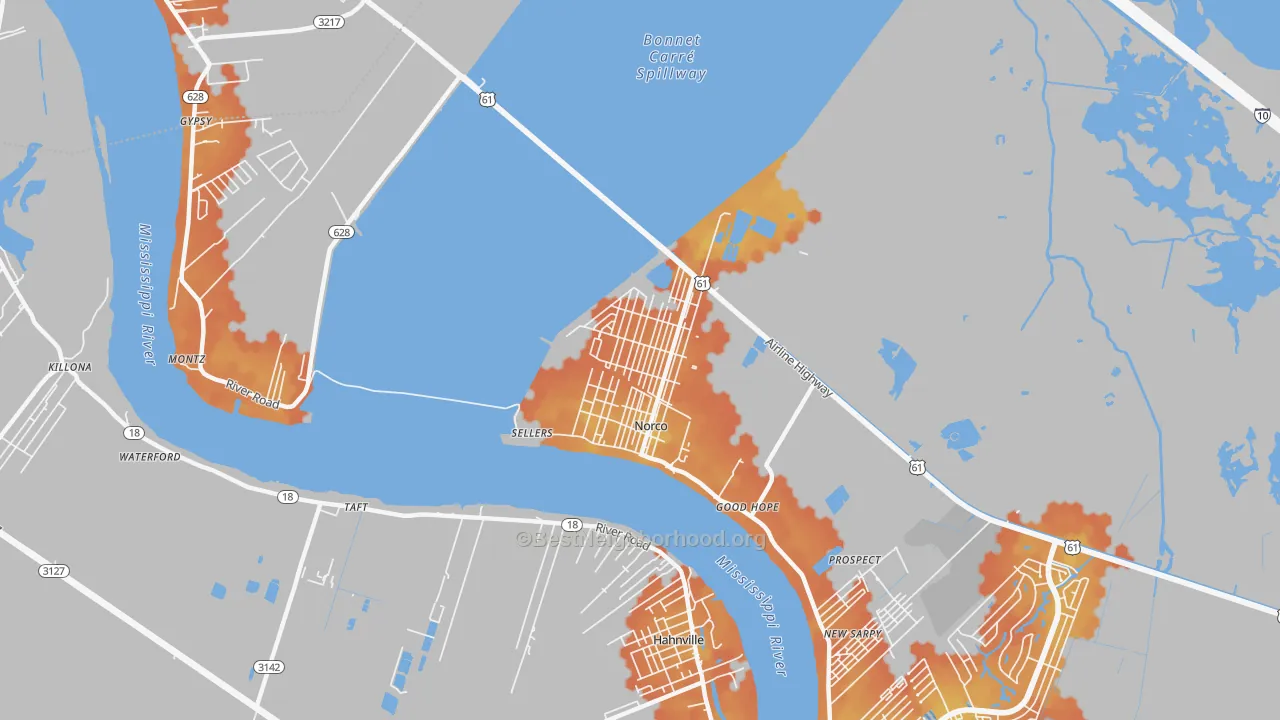 Bike Grade map of Norco, LA