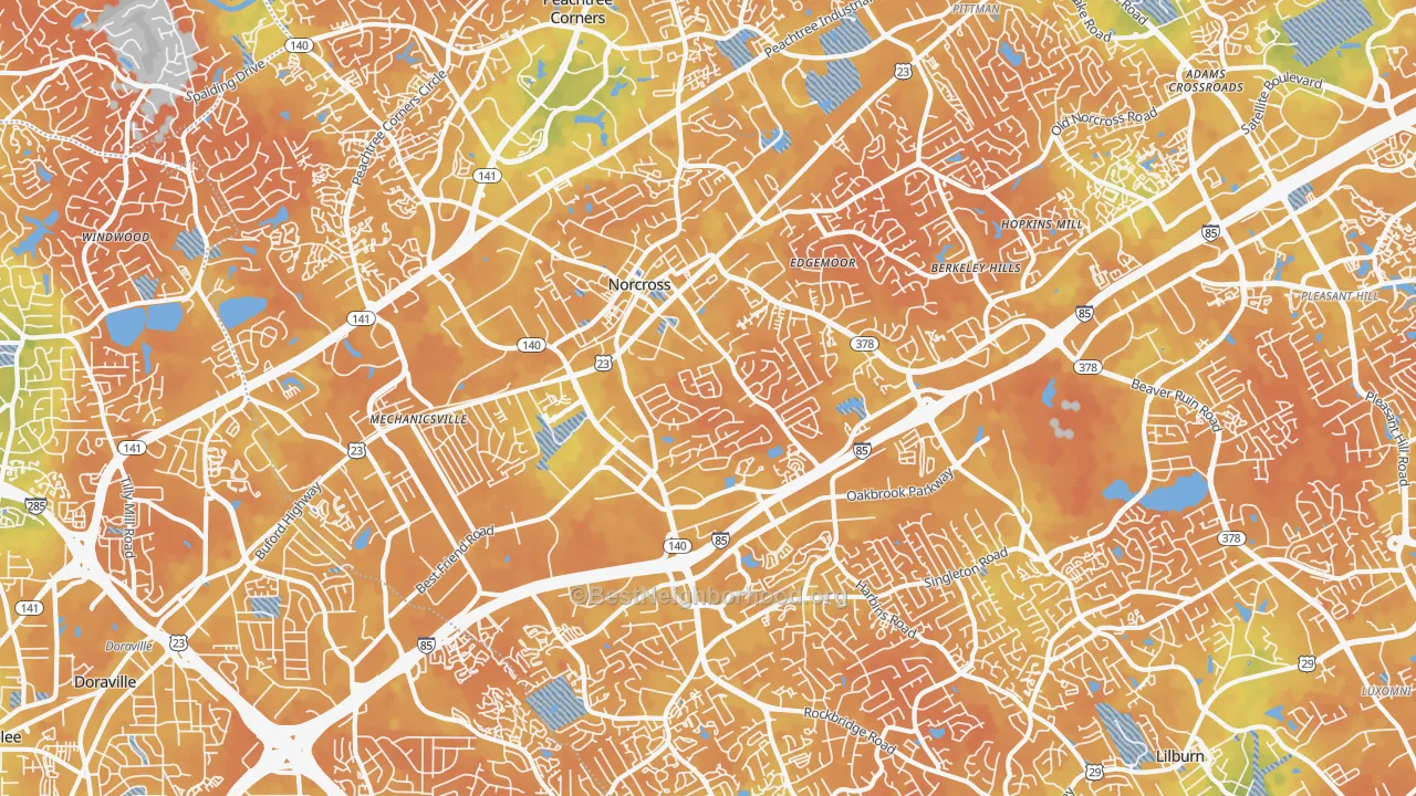 Bike Grade map of Norcross, GA