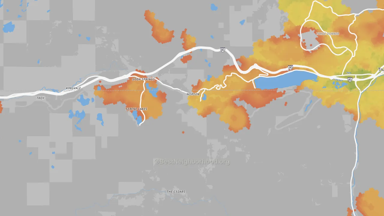 Bike Grade map of Norden, CA