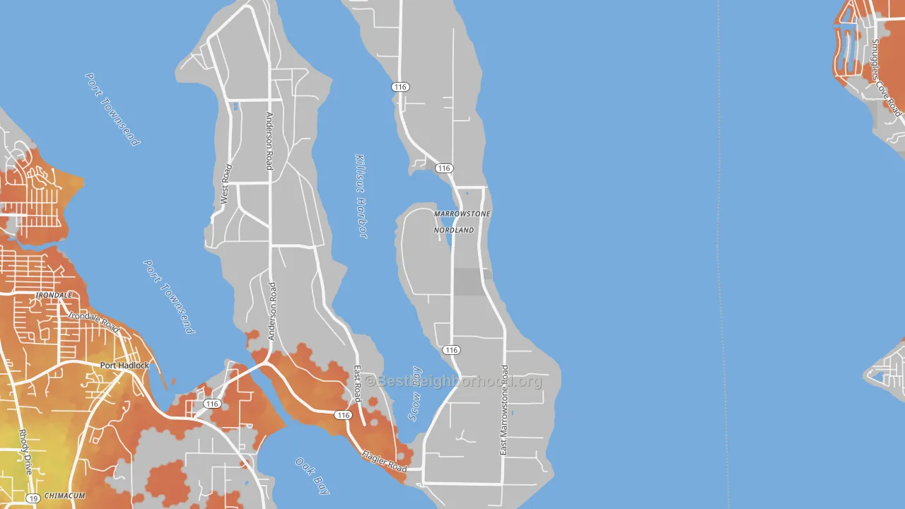 Bike Grade map of Nordland, WA