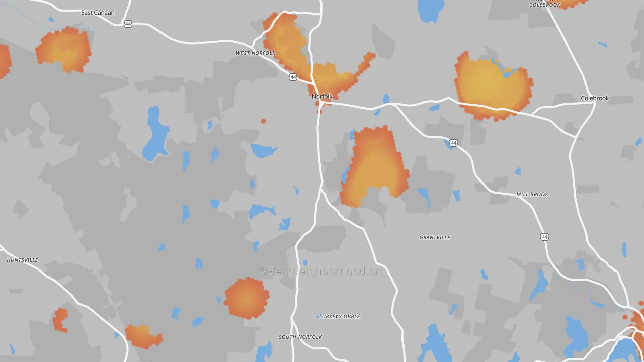 Bike Grade map of Norfolk, CT