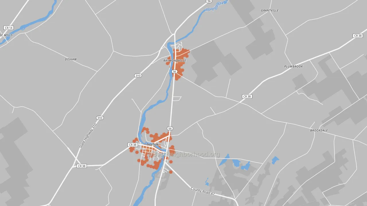 Bike Grade map of Norfolk, NY
