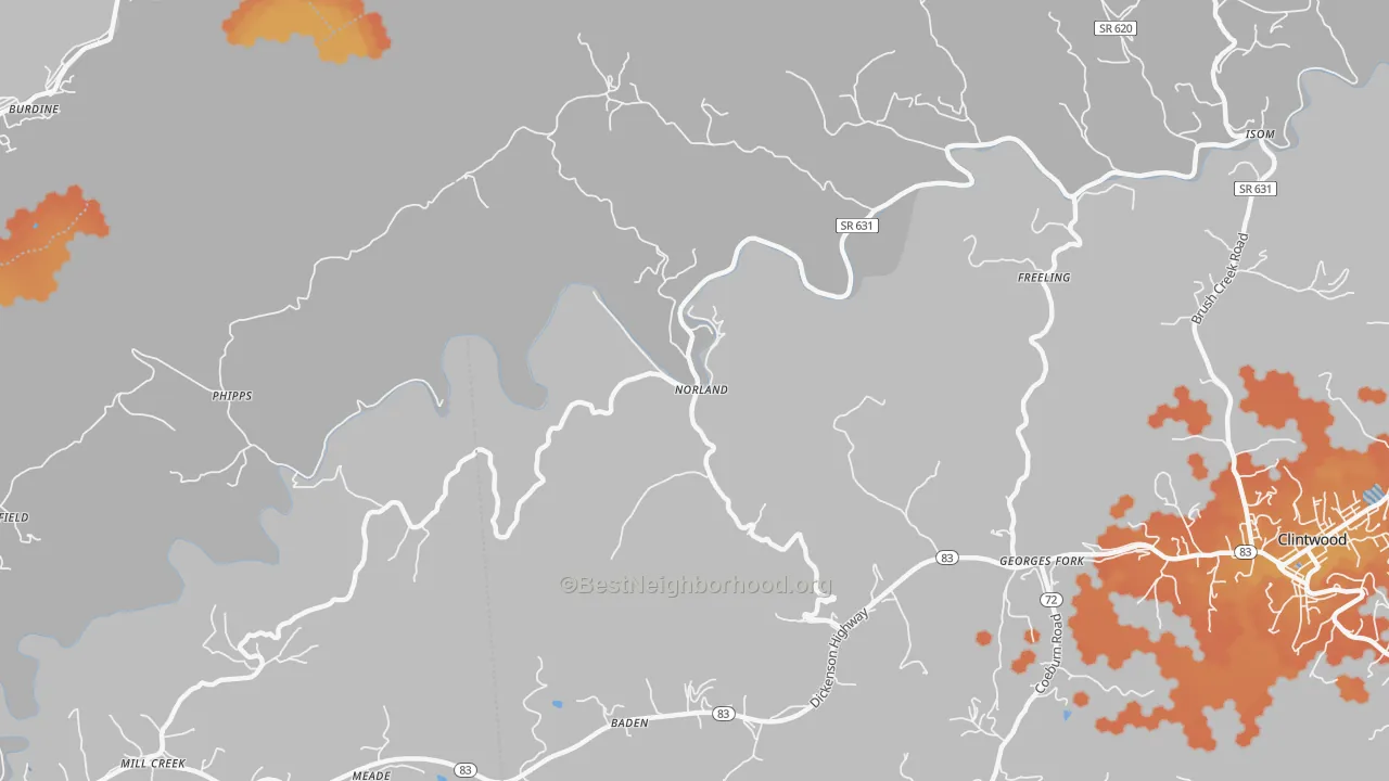 Bike Grade map of Norland, VA