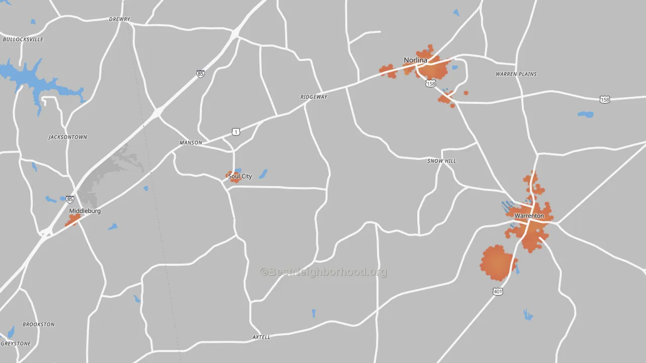 Bike Grade map of Norlina, NC