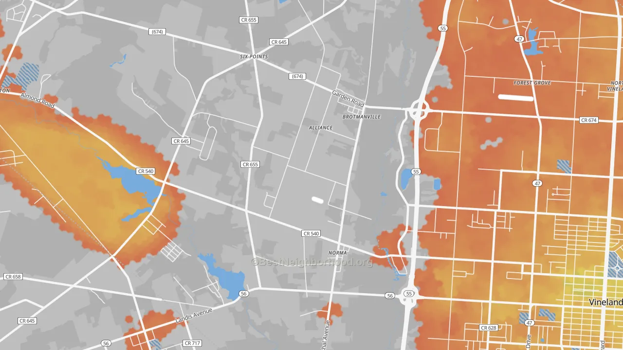 Bike Grade map of Norma, NJ