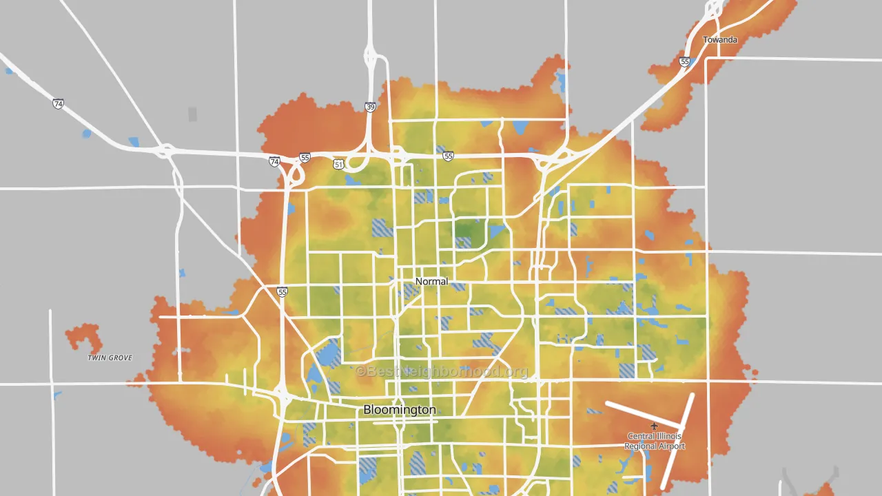Bike Grade map of Normal, IL