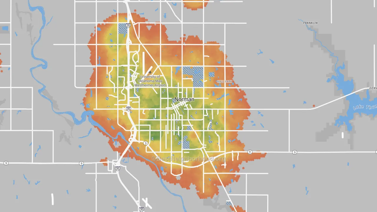 Bike Grade map of Norman, OK