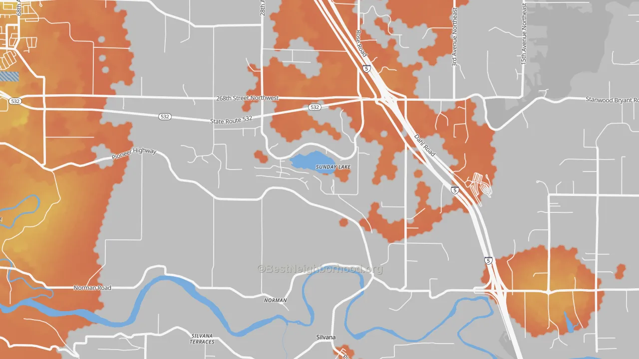 Bike Grade map of Norman, WA