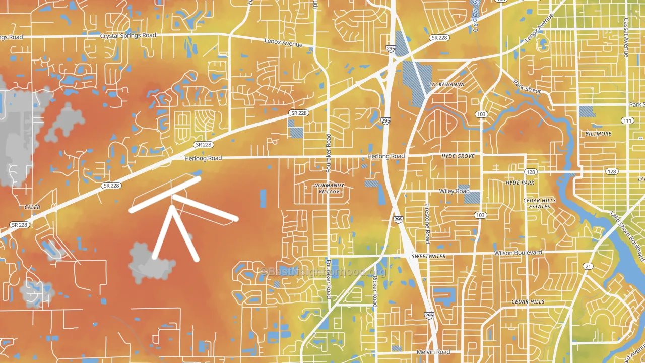 Bike Grade map of Normandy Manor, Jacksonville, FL